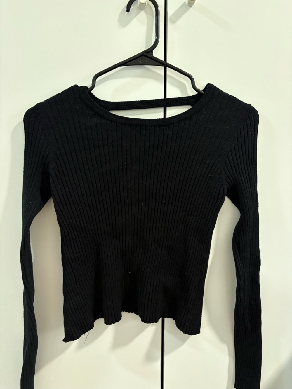 Zara Black Ribbed Long Sleeve Top with Back Strap